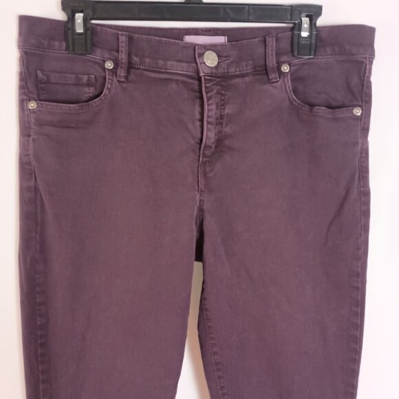 Ann Taylor LOFT Modern Skinny Ankle Jeans Sz 8/29 Dark Purple Stretch Denim - Picture 2 of 9